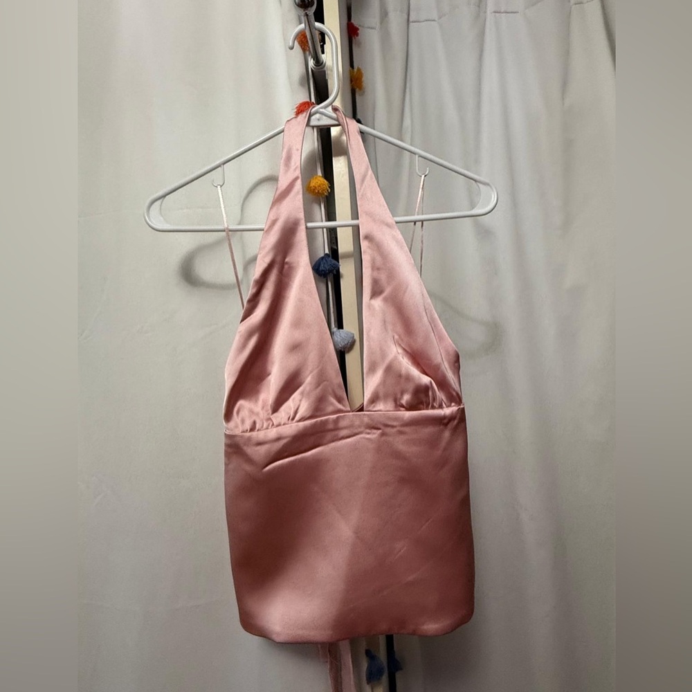 Pink Satin Zara Halter Top
